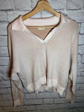 Dreamers by Debut size medium light pink collared sweater